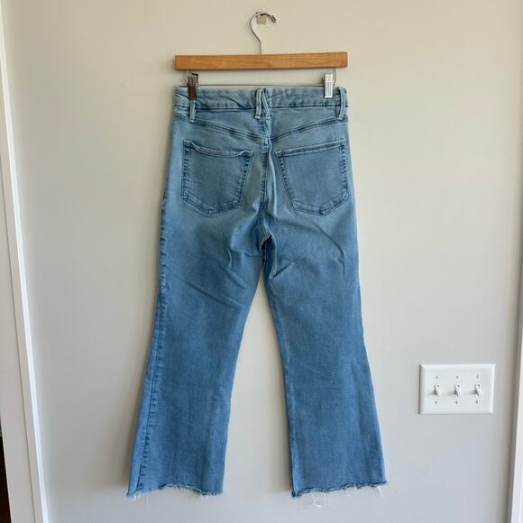 Good American Good Legs Raw Hem Crop Flare Jeans Indigo 6/28 - Picture 3 of 7